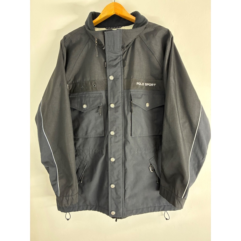 Polo Sport Ralph Lauren Sportsman Jacket Black Vintage Mens Large Coat - Picture 2 of 15